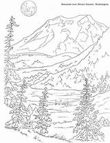 Coloring Pages Mountain Adult Nature Printable Colouring Landscape Adults Landscapes Drawings Books Book Sheets Paisajes Dover Choose Board Visit Cool sketch template