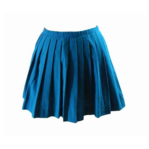 turquoise pleated mini skirt  vintage clothing blue