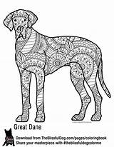Coloring Dane Great Book Pages Dog Color Books Printable Adult Danes Template sketch template