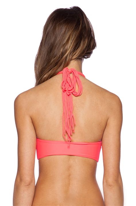 Mikoh Swimwear Kahala Criss Cross Halter Bandeau Bikini Top In Pink Lyst