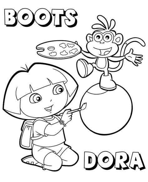 dora coloring page  boots  kids
