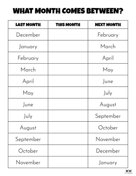 printable months   year worksheets  kindergarten