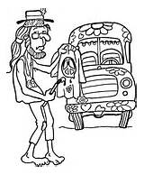 Hippie Coloring Bus Man Pages Printable sketch template