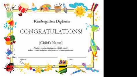 preschool diploma template word  kindergarten diploma certificate