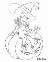 Witch Witches Tracing Sheknows Ausmalen Kolorowanka Fall Kolorowanki Bordar Bruja Calabazas Rysunek Palma Brujitas Antidote Lol Boredom Entertainmentmesh Brujas Pumpkins sketch template