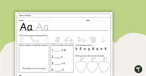 letter aa alphabet worksheet teaching resource teach starter
