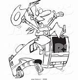 Cowboy Motorhome Coloring Vector Cartoon Leaping Outline Leishman Ron Royalty sketch template
