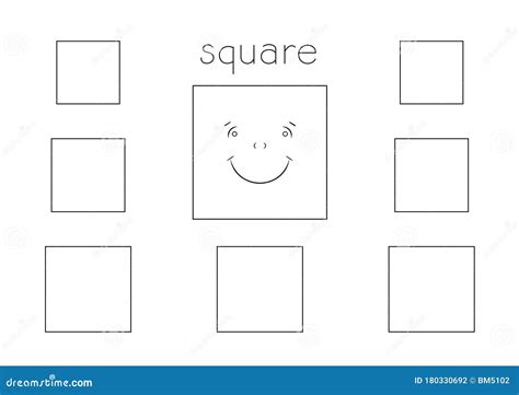 basic shapes coloring page  kids squares stock illustration