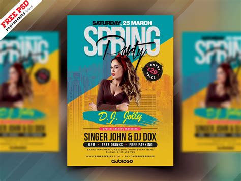 spring party psd flyer template download psd