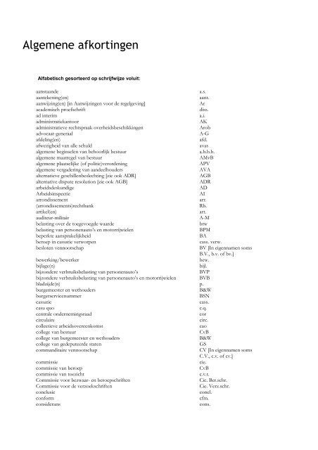 lijst afkortingen lexplicatie