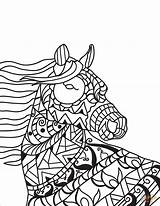 Coloring Zentangle Bilde Horse Vinden Hest Fargelegge Pages Pferd Wind Im Head Malvorlage Printable sketch template