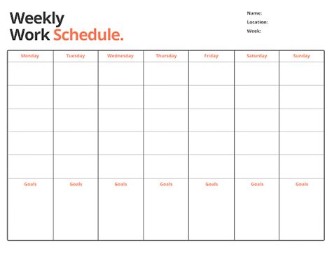 week schedule template     important bpi