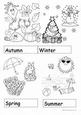 Seasons Worksheet Worksheets Kindergarten Kids Four Printable Activities Activity Preschool School English Weather Esl Islcollective sketch template