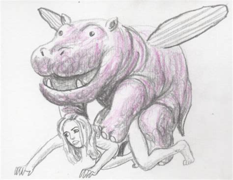 a pink hippo with pickle wings having sex with emma watson rule34