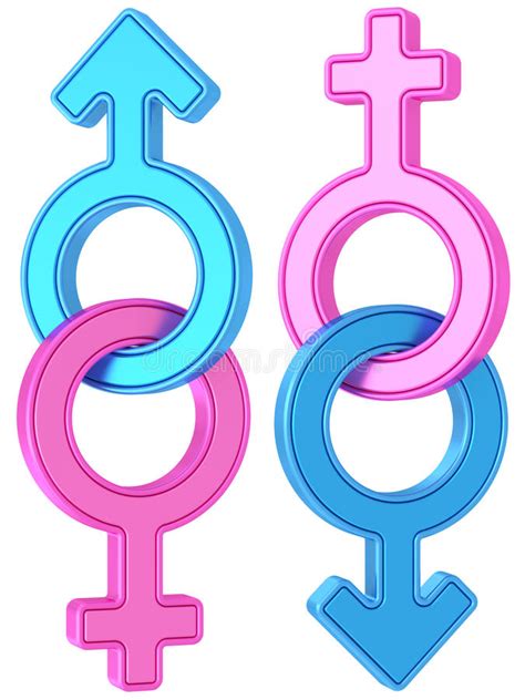 Male And Female Gender Symbols Of Blue And Pink Colors On