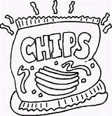Coloring Food Pages Junk Chips Potato Popular Color Library Clipart Print sketch template