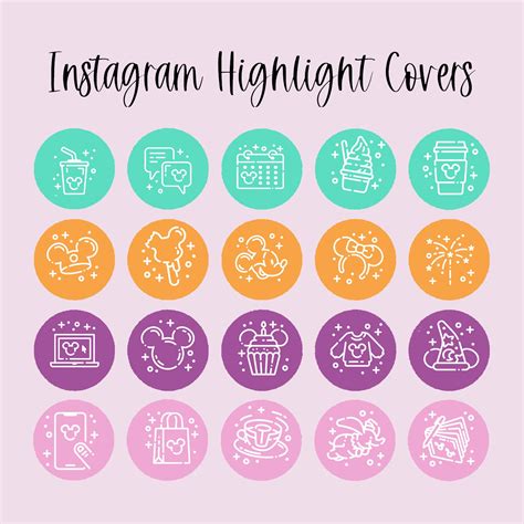 disney instagram story highlight icons magical disney pastel etsy