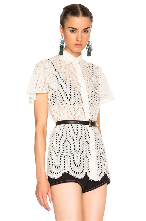 image 1 of valentino short sleeve flutter sleeve top in ivory
