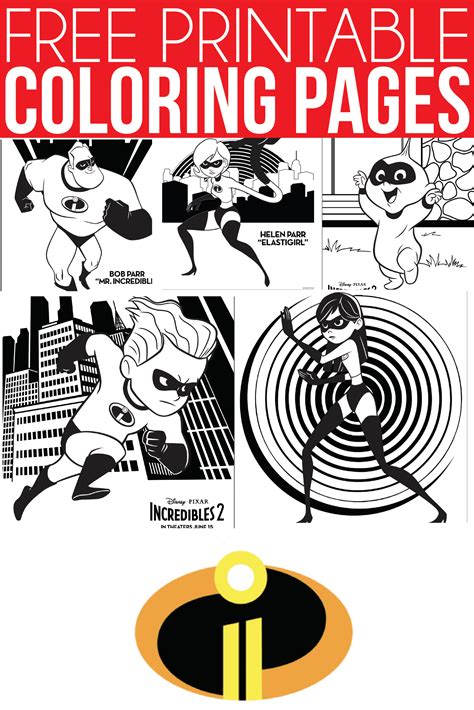 printable  incredibles coloring pages activity sheets