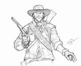Redemption Dead Dunbar Marston Cowboy Deviant Rysunki Zapisano sketch template