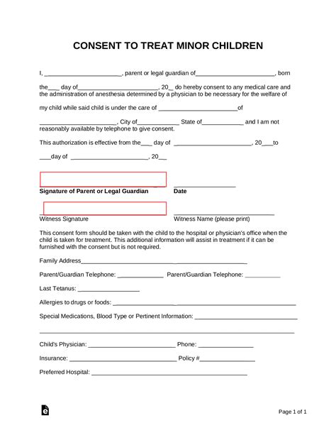minor child medical consent form  word eforms