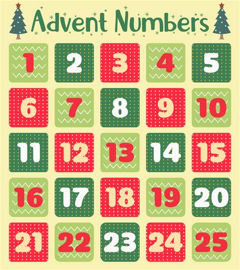 printable christmas advent numbers     printablee