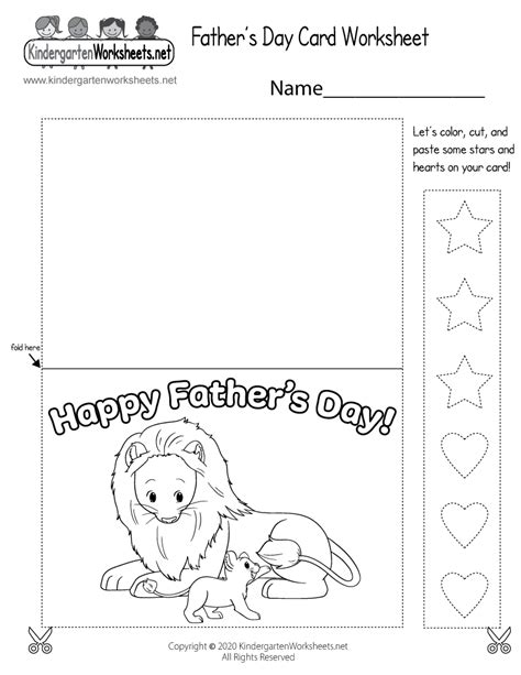 fathers day card worksheet  kindergarten holiday worksheet  kids