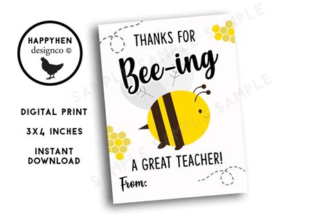 bee ing  teacher appreciation week digital print card gift