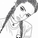 Drawings Outline Braids Fille Sketches sketch template