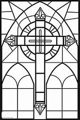 Stained Glass Coloring Cross Pages Medieval Printable Getcolorings Getdrawings Choose Board sketch template