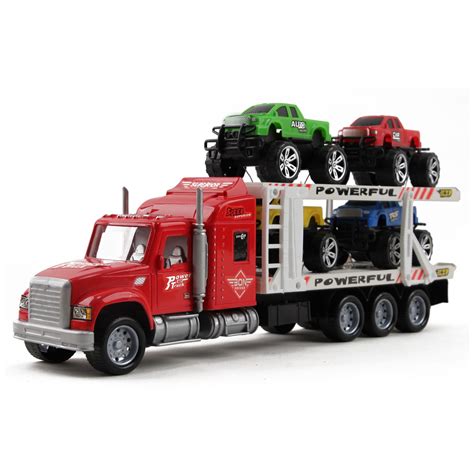 friction powered toy semi truck trailer    lifted pickup