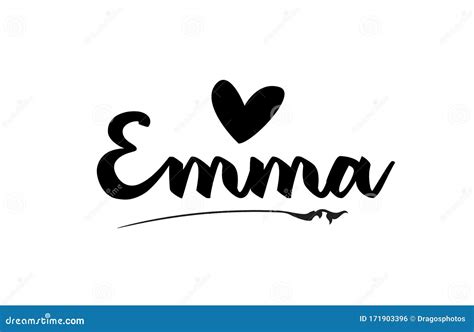 emma  text word  love heart hand written  logo typography