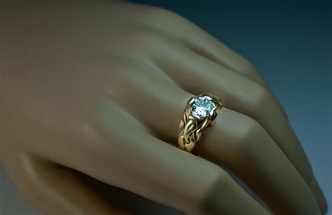 art nouveau antique diamond men s ring unique diamond and three color