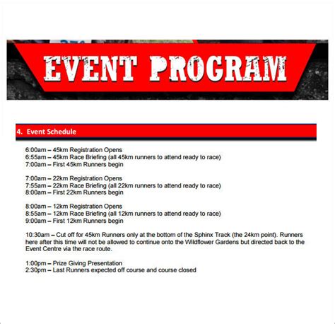 sample event program template   documents