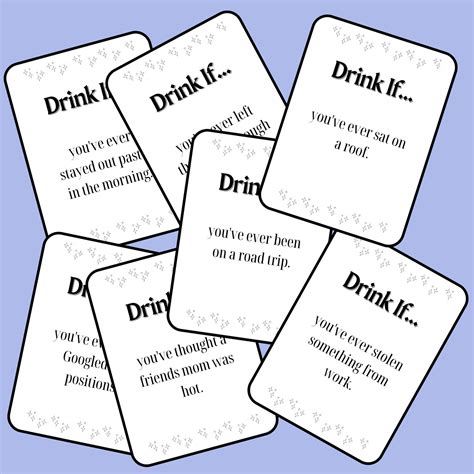 drink  printable drinking game card game  adults etsy