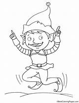 Coloring Elf Funny Dancing Pages sketch template