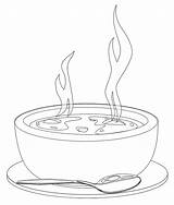 Soup Coloring Bowl Clipart Hot Pages Porridge Drawing Clip Food Printable Kids Colorear Cliparts Para Cute Line Library Da Disegno sketch template