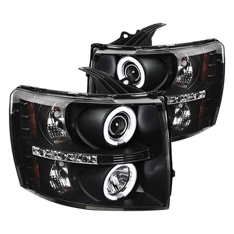 spyder chevy silverado  body style  black halo projector led headlights