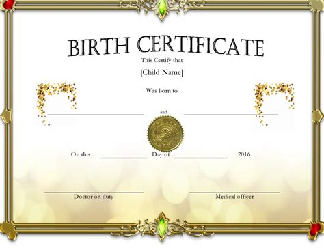 blank printable birth certificates  printable templates