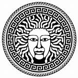 Medusa Greek Gorgon Head Vector Circle Snake Clipart Hair Illustration Coloring Logo Versace Patterns Ancient Greece Meander Méduse Line Drawing sketch template
