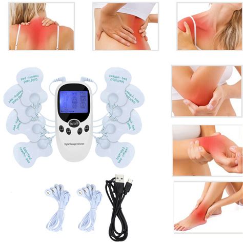 6 modes tens unit digital electronic pulse massager therapy muscle full