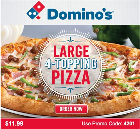 dominos pizza deals large  topping pizza    promo code  deals canadian