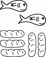 Coloring Loaves Fishes Fisch Fische Ausdrucken Wecoloringpage Christliches Feeding sketch template