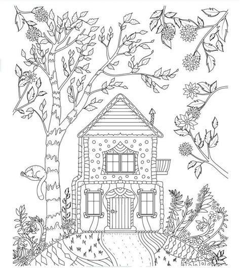 cottage   hill coloring page printable adult coloring pages adult