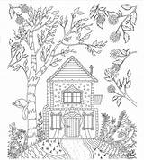 Coloring Cottage Pages Printable Adult Colouring Hill Adults Cool Whimsical Print Kids Sheets Book Color Winter Mandala Books Printables Doodle sketch template