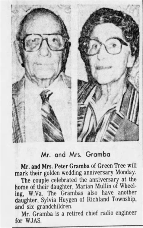 gramba  anniversary newspaperscom