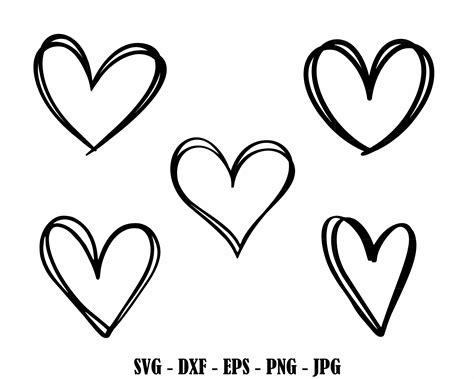 heart svg bundle hand drawn heart svg png scribble heart svg doodle heart cut file digital