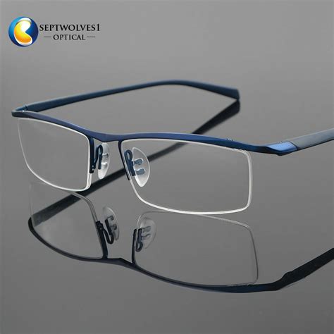 men s half rimless titanium eyeglass frame spectacles glasses optical