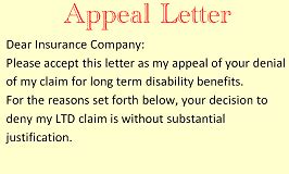 write  long term disability appeal letter