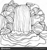 Cascata Waterval Cascate Disegnare Cascade Illustrazione Volwassenen Kleurende Adulti Coloritura sketch template